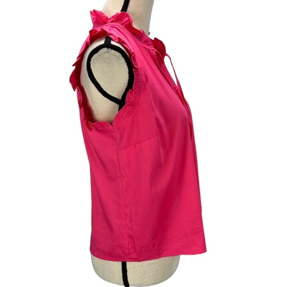 Charter Club Sleeveless Mock Ruffle Tie Neck - Hot Pink - size Petite Medium - Picture 2 of 10